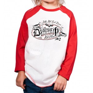 Dragstrip Kids Crew  Baseball Top - Hot Rod Racer  Red/white